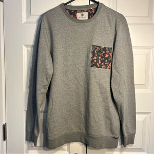 On The Byas Active Sweatshirt Mens Size Large Gray Crewneck Pocket Pineapple